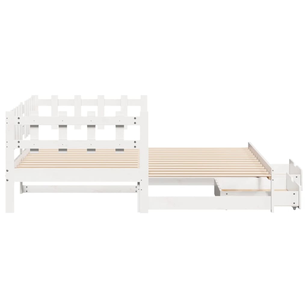 vidaXL Sofá cama nido con cajones madera maciza pino blanca 80x200 cm