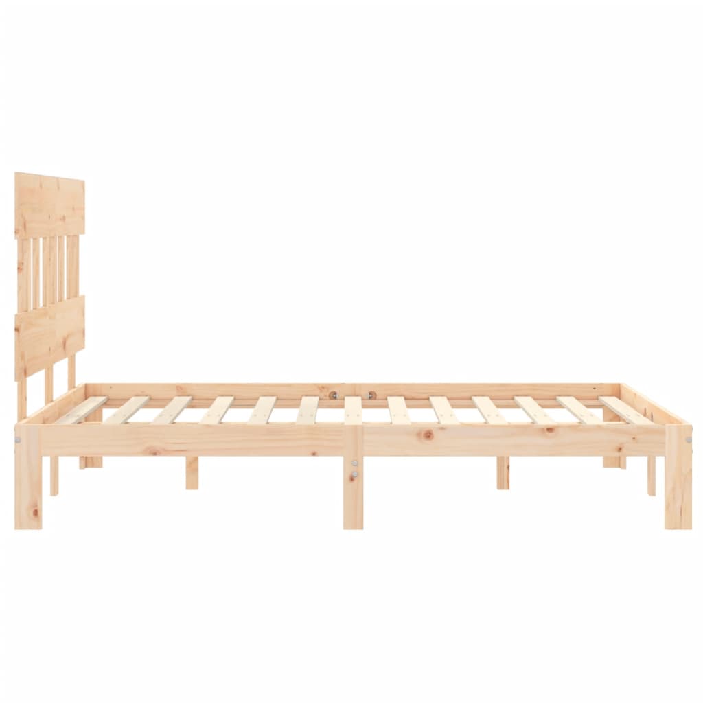 vidaXL Estructura de cama con cabecero madera maciza 140x190 cm