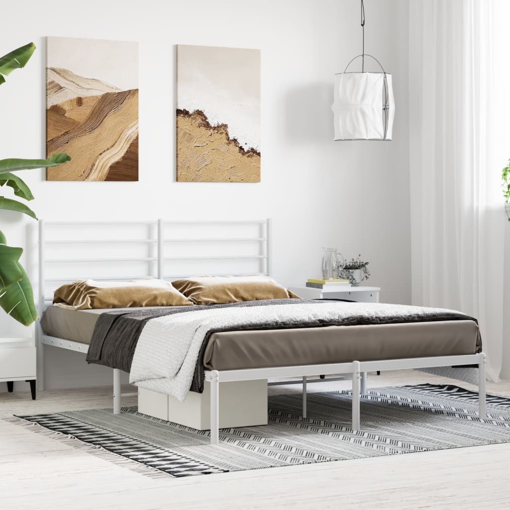 vidaXL Estructura cama sin colchón con cabecero metal blanco 120x190cm