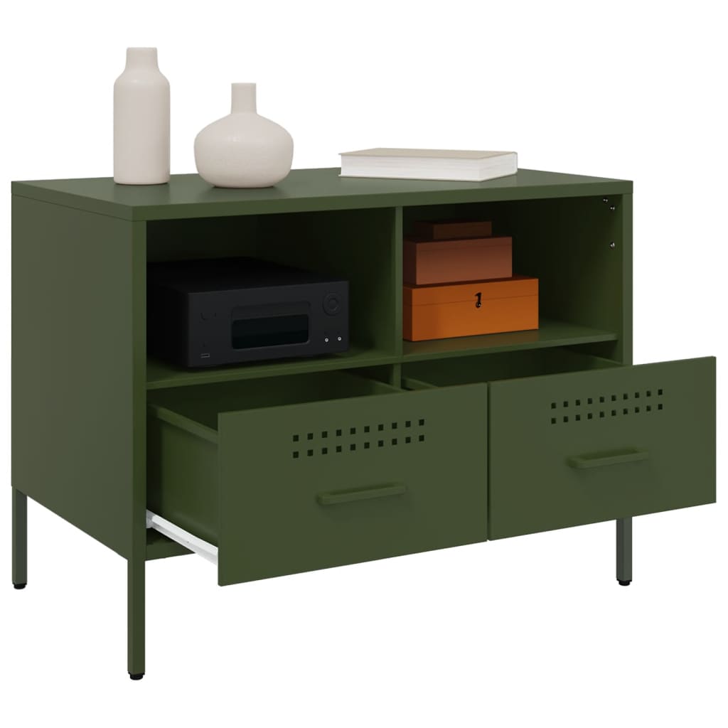 vidaXL Mueble para TV acero verde oliva 68x39x50,5 cm