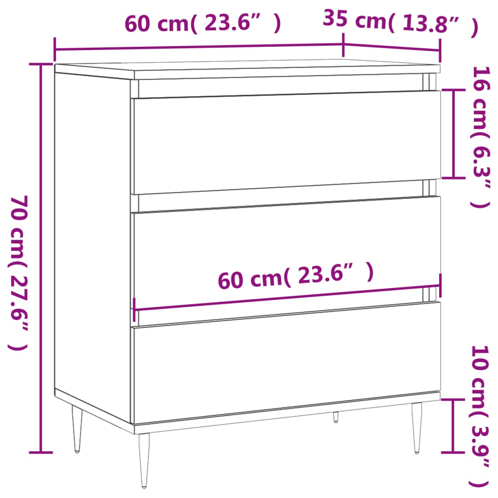 vidaXL Aparador de madera contrachapada blanco 60x35x70 cm