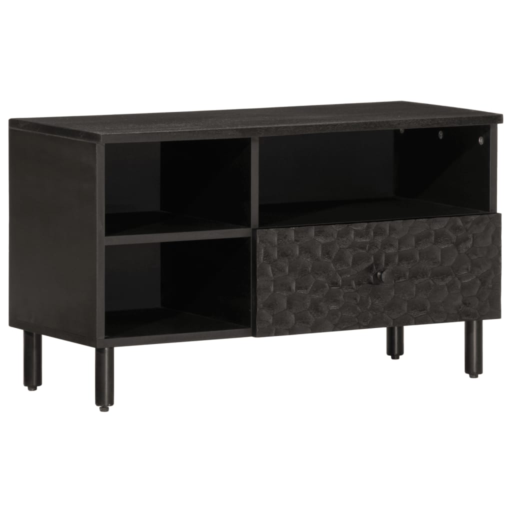 vidaXL Mueble de TV madera maciza de mango negro 80x33x46 cm