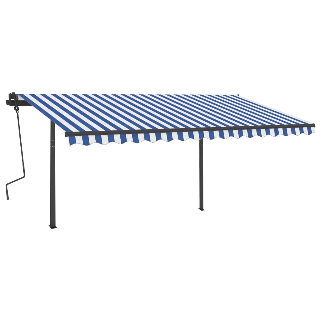 vidaXL Toldo manual retráctil con LED azul y blanco 4,5x3,5 m