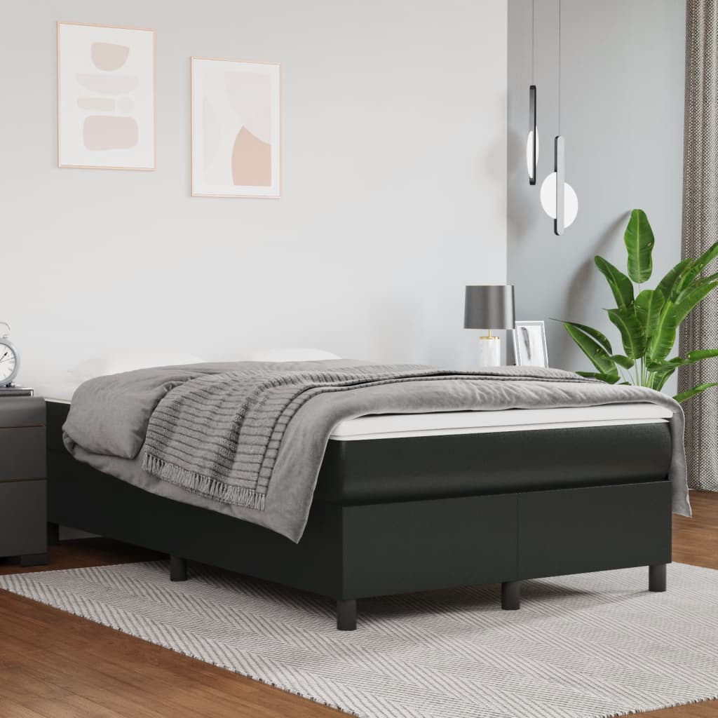 vidaXL Cama box spring con colchón cuero sintético negro 120x190 cm