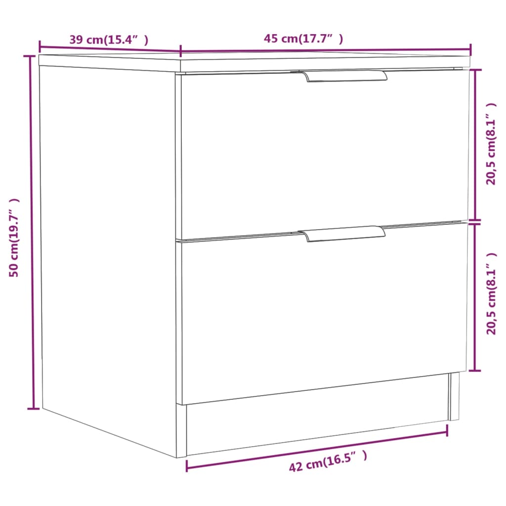 vidaXL Mesita de noche madera contrachapada color roble ahumado