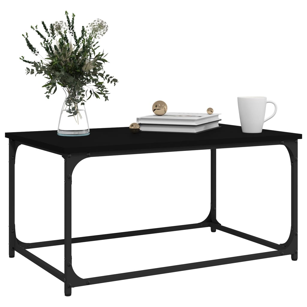 vidaXL Mesa de centro madera contrachapada y hierro negro 80x50x40 cm