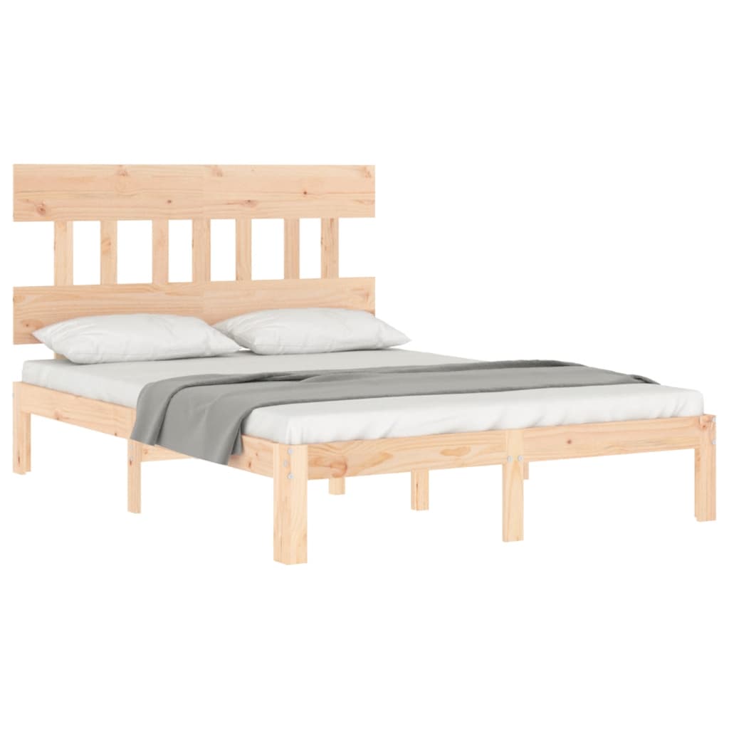 vidaXL Estructura de cama con cabecero madera maciza 140x190 cm