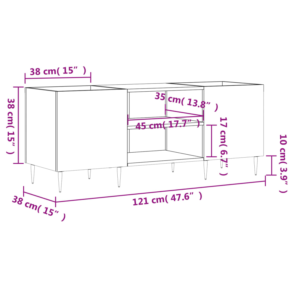 vidaXL Mueble para discos madera contrachapada blanco 121x38x48 cm