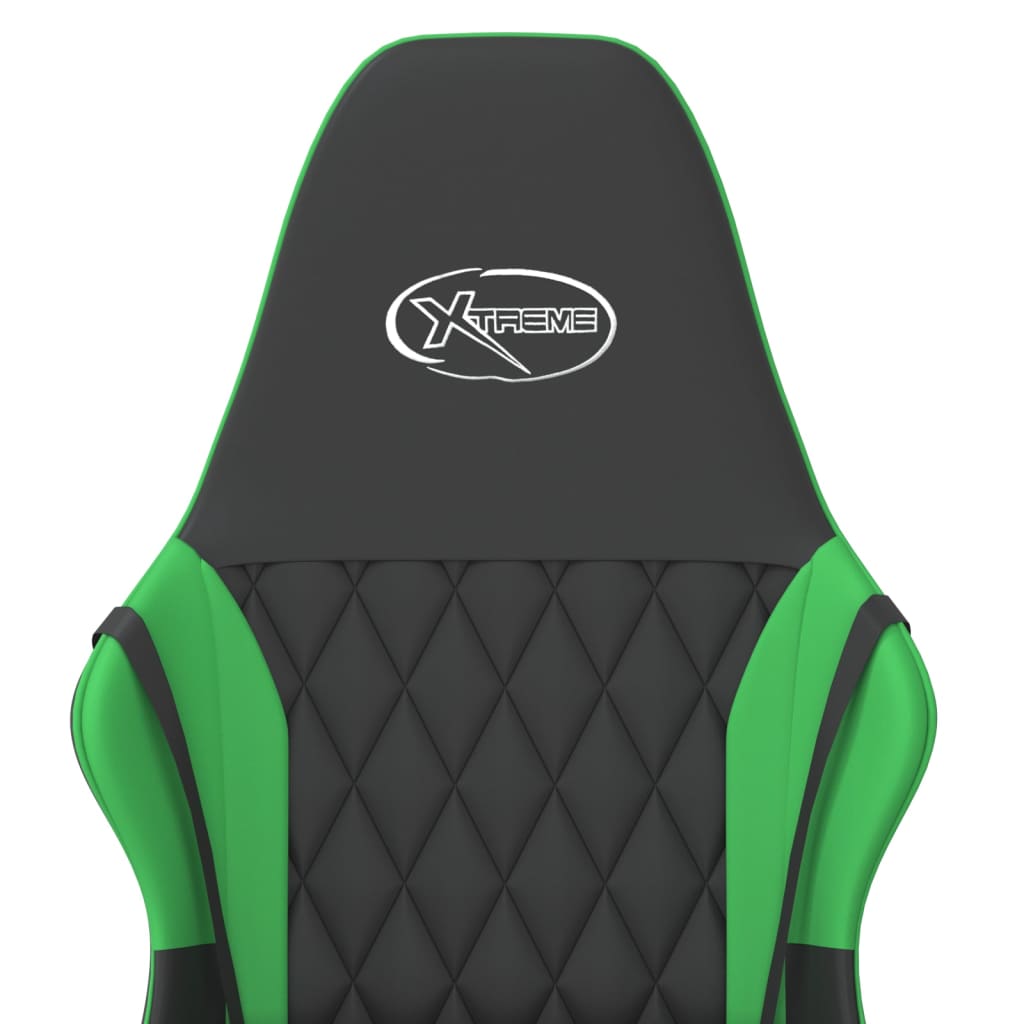 vidaXL Silla gaming de masaje cuero sintético negro y verde