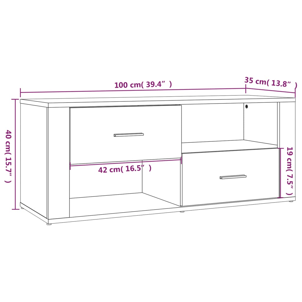 vidaXL Mueble TV madera contrachapada color marrón roble 100x35x40 cm