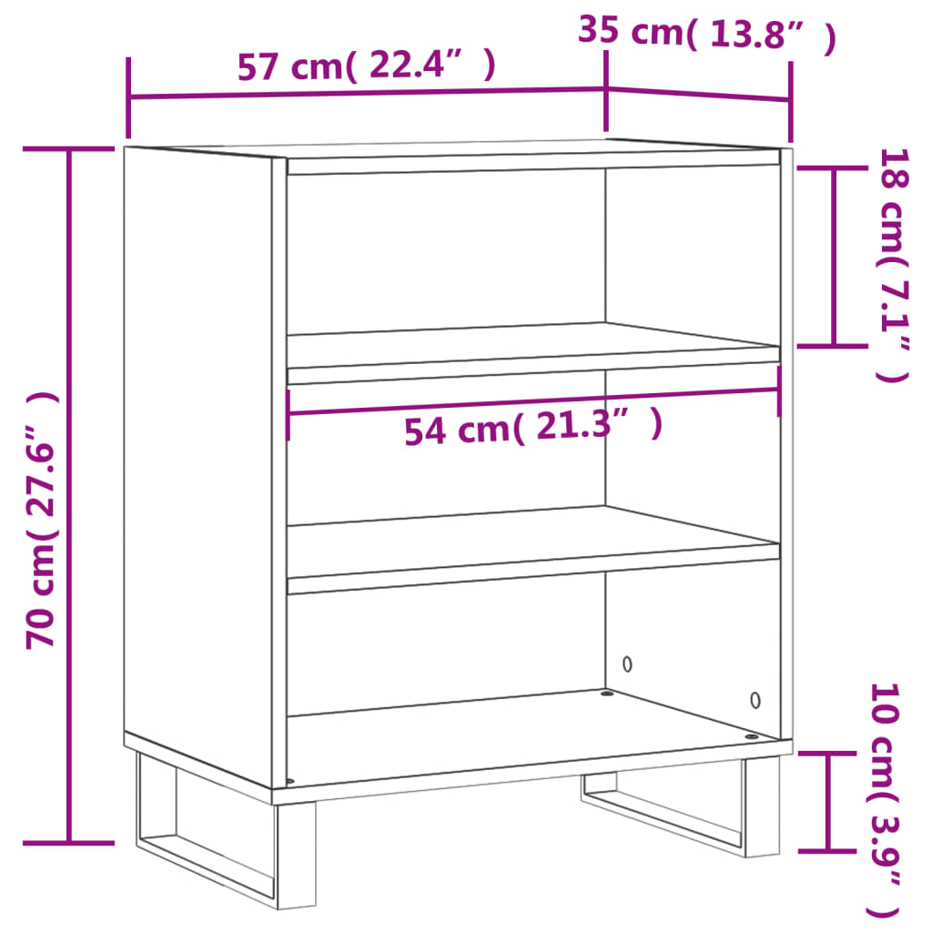 vidaXL Aparador madera de ingeniería roble ahumado 57x35x70 cm