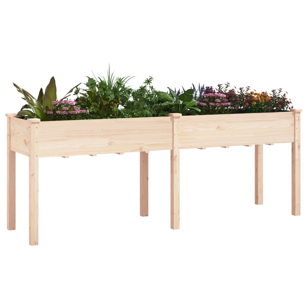 vidaXL Jardinera con forro interior madera maciza abeto 203x53x76 cm