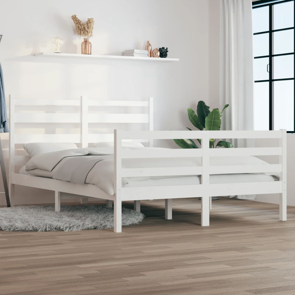 vidaXL Estructura de cama de madera maciza de pino blanca 140x200 cm