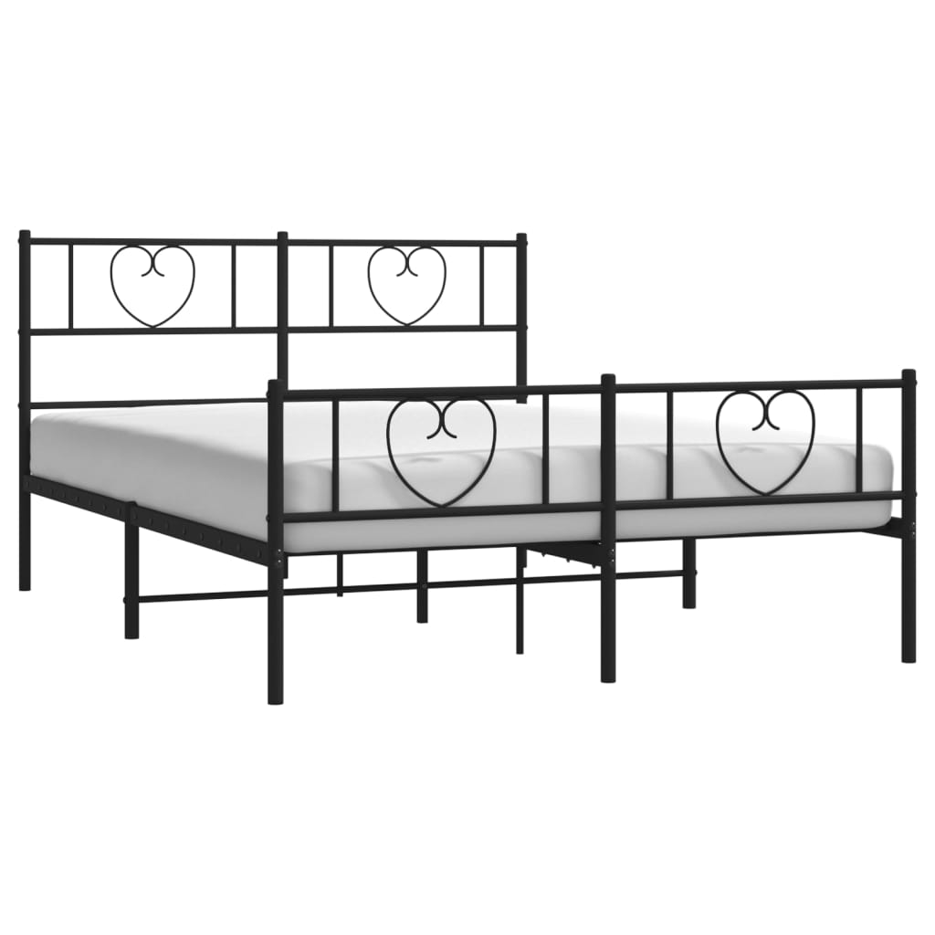 vidaXL Estructura cama sin colchón con estribo metal negro 120x200 cm