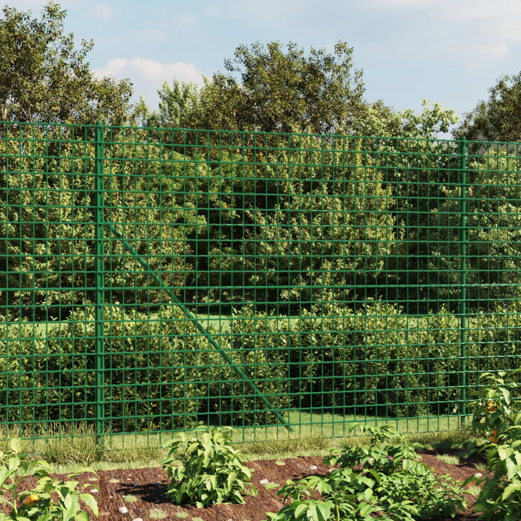 vidaXL Cerca de alambre de acero galvanizado verde 1,4x10 m