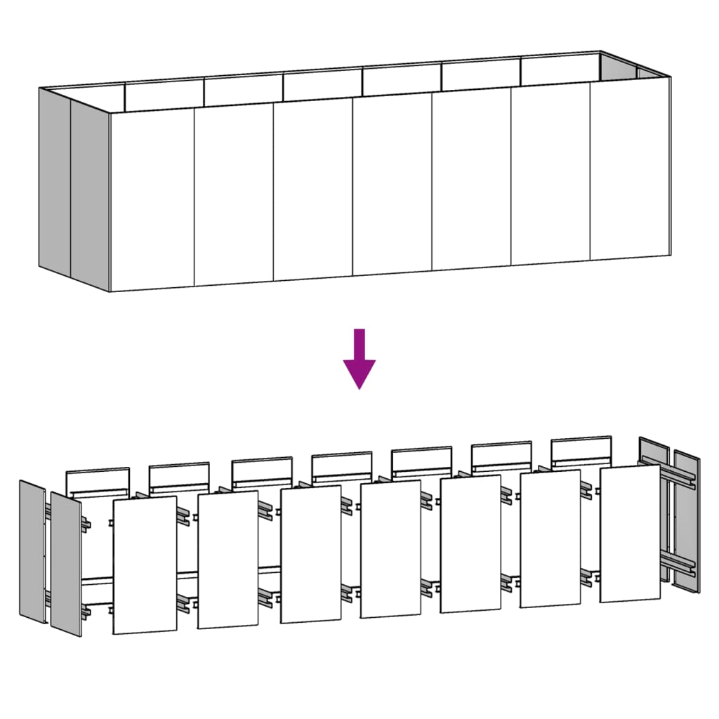 vidaXL Jardinera acero corten 280x80x80 cm