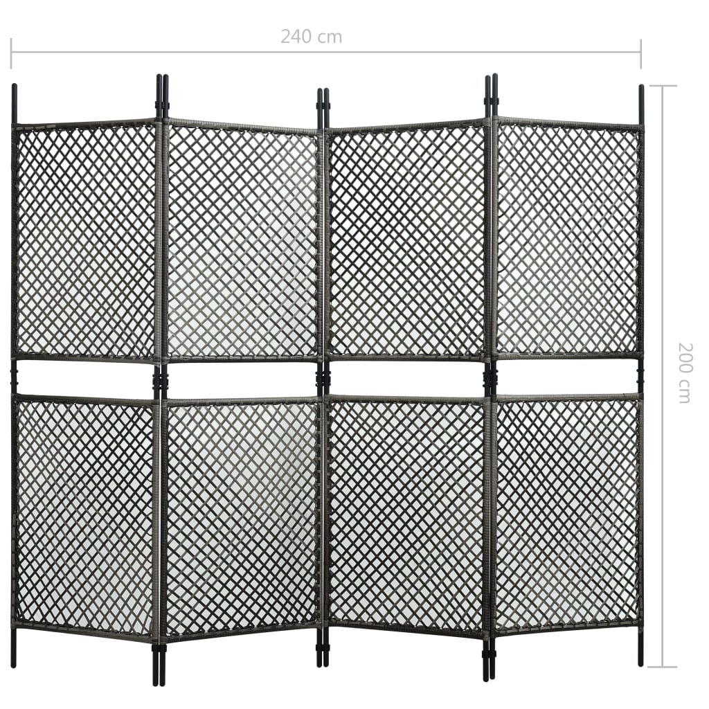 vidaXL Panel de valla ratán sintético gris antracita 2,4x2 m