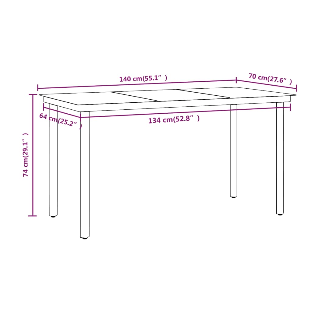 vidaXL Juego de comedor de jardín 7 piezas con cojines negro