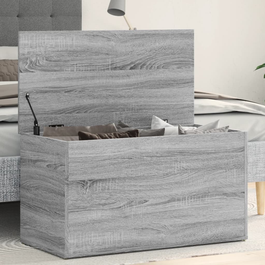 vidaXL Baúl de almacenaje madera contrachapada gris Sonoma 84x42x46 cm