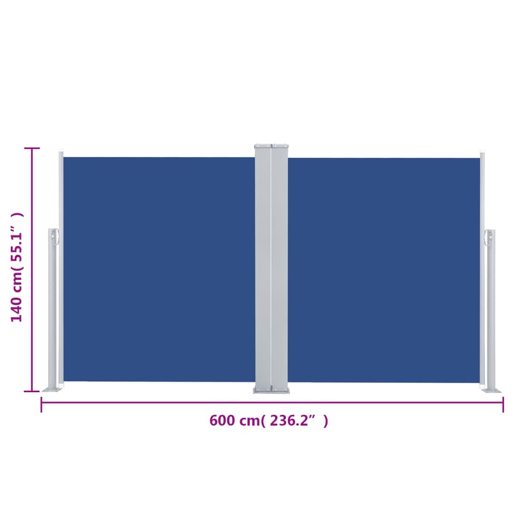 vidaXL Toldo lateral retráctil azul 140x600 cm