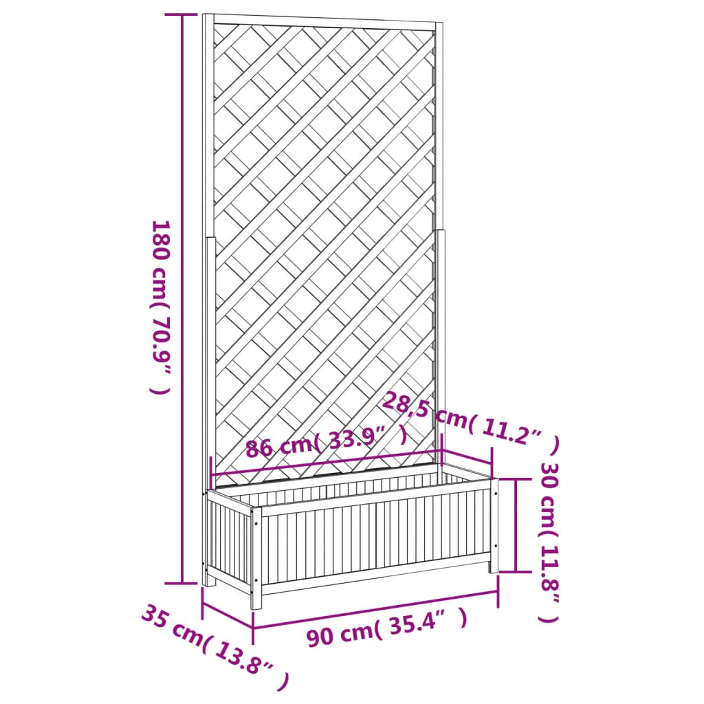 vidaXL Jardinera con enrejado madera maciza de abeto negro