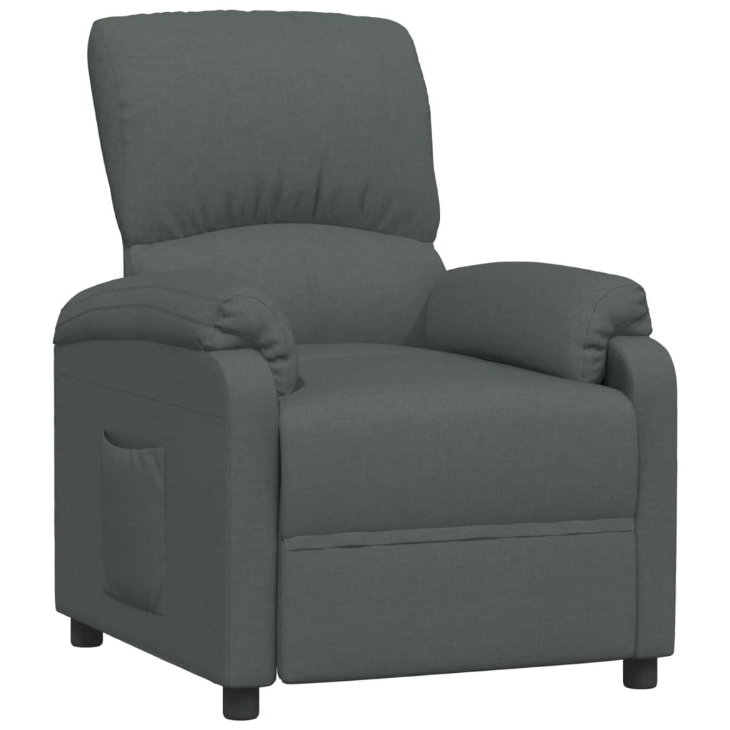 vidaXL Sillón reclinable de tela gris oscuro