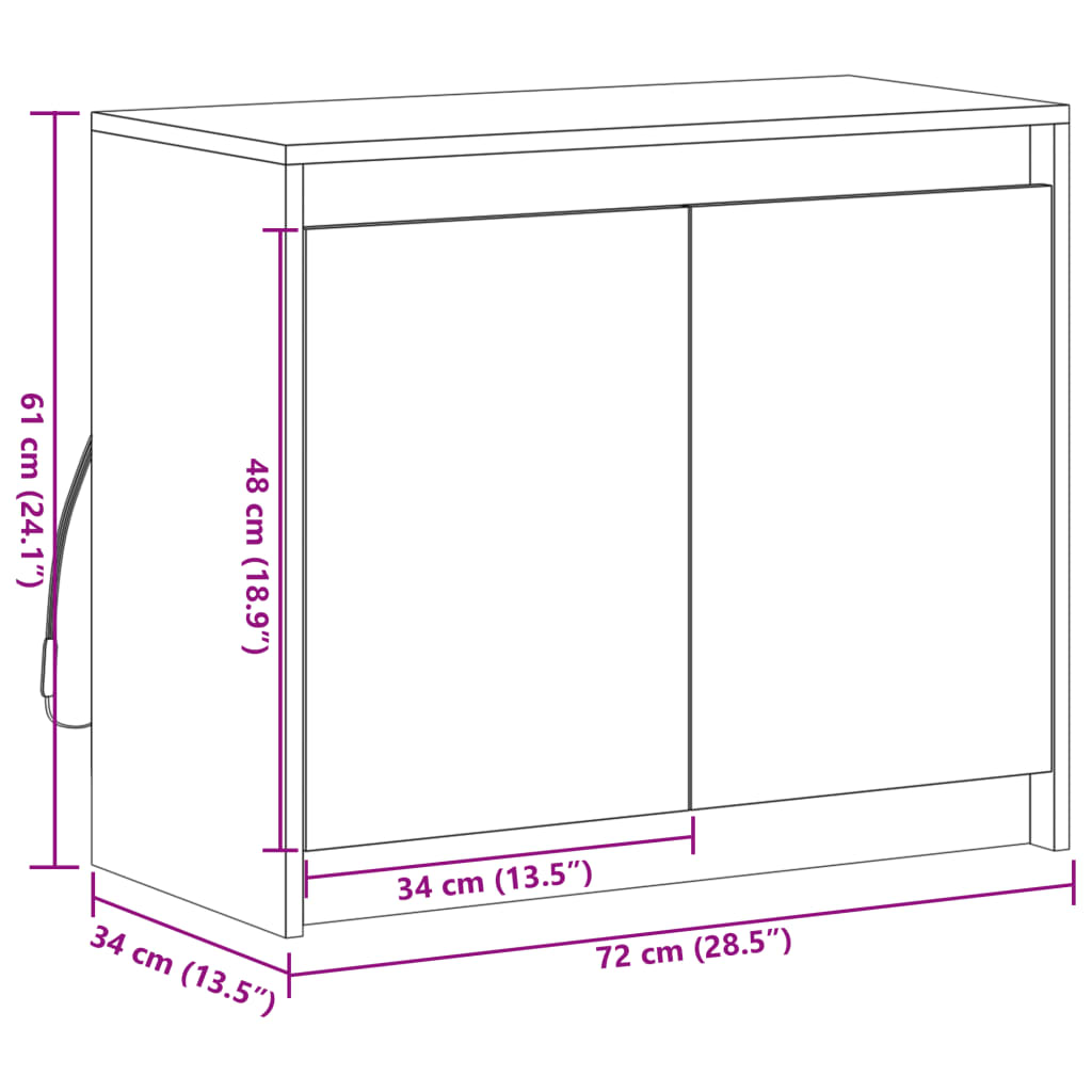 vidaXL Aparador con LED madera ingeniería roble ahumado 72x34x61 cm