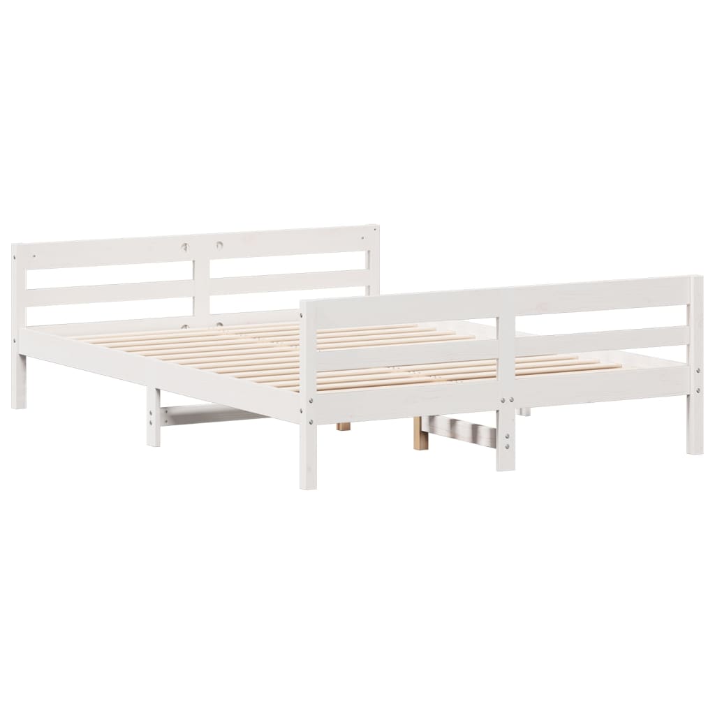 vidaXL Estructura de cama con cabecero madera pino blanco 120x200 cm