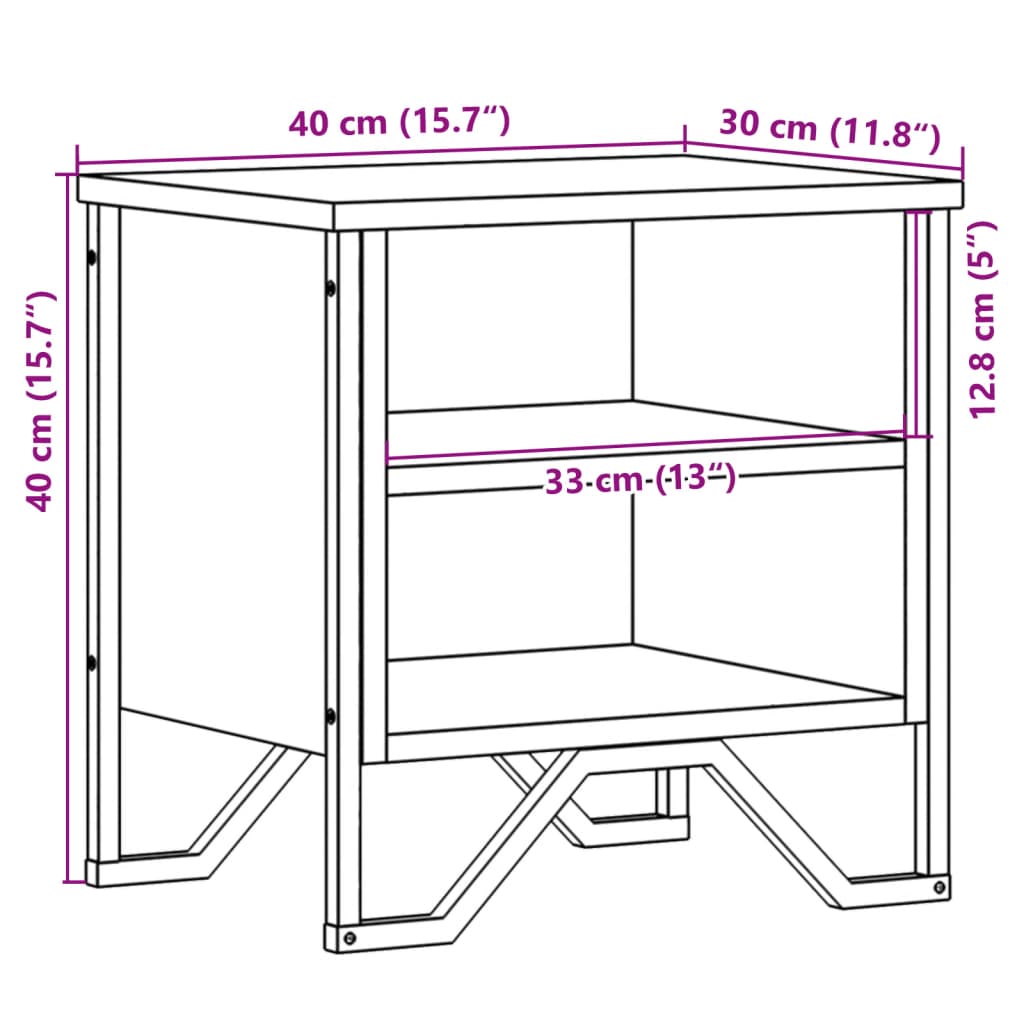 vidaXL Mesita de noche madera contrachapada color roble 40x30x40 cm