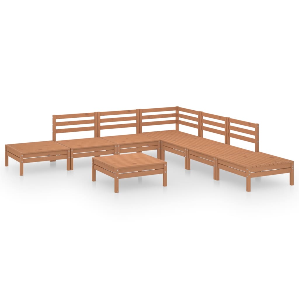 vidaXL Juego muebles de jardín 8 pzas madera pino maciza marrón miel