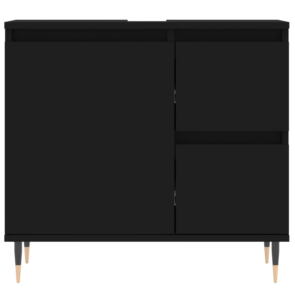 vidaXL Armario de baño madera contrachapada negro 65x33x60 cm