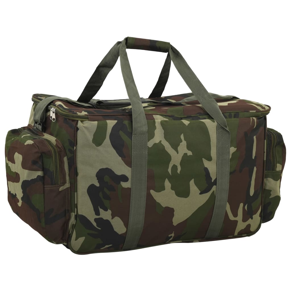 vidaXL Bolso de pesca impermeable tela Oxford verde camuflaje