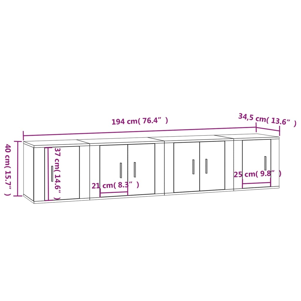 vidaXL Set de muebles para TV 4 piezas madera contrachapada blanco