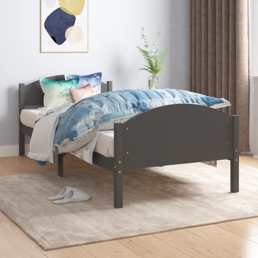 vidaXL Estructura cama sin colchón madera pino gris oscuro 90x200 cm