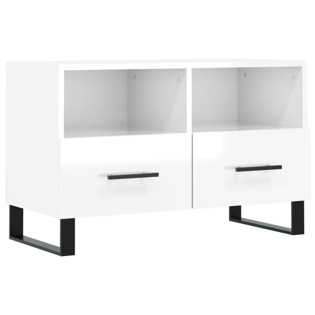 vidaXL Mueble de TV madera contrachapada blanco brillo 80x36x50 cm