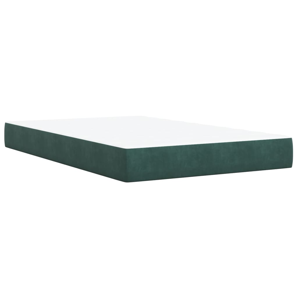 vidaXL Cama box spring con colchón terciopelo verde oscuro 120x200 cm