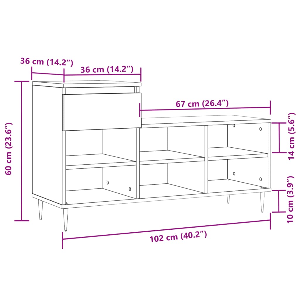 vidaXL Mueble zapatero madera contrachapada blanco 102x36x60 cm