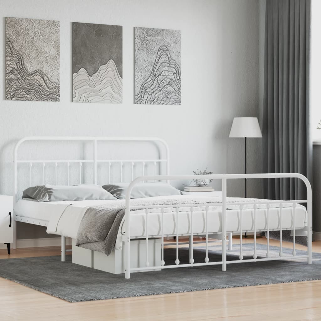 vidaXL Estructura cama sin colchón con estribo metal blanco 183x213 cm