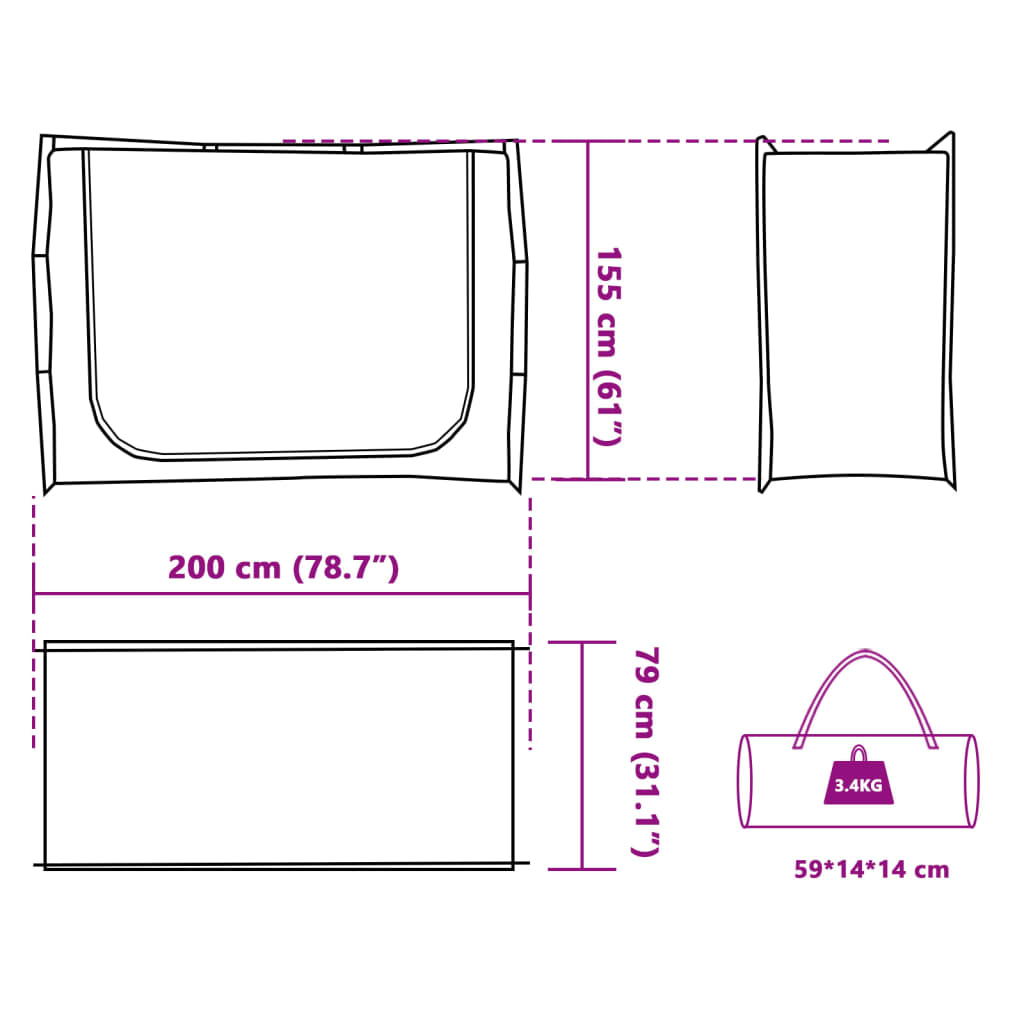 vidaXL Tienda de almacenamiento impermeable gris