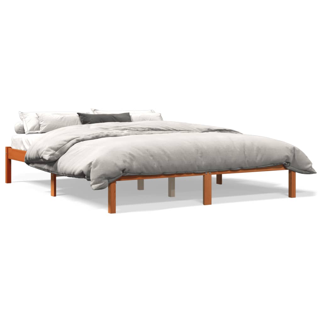 vidaXL Cama sin colchón madera maciza de pino marrón cera 160x200 cm