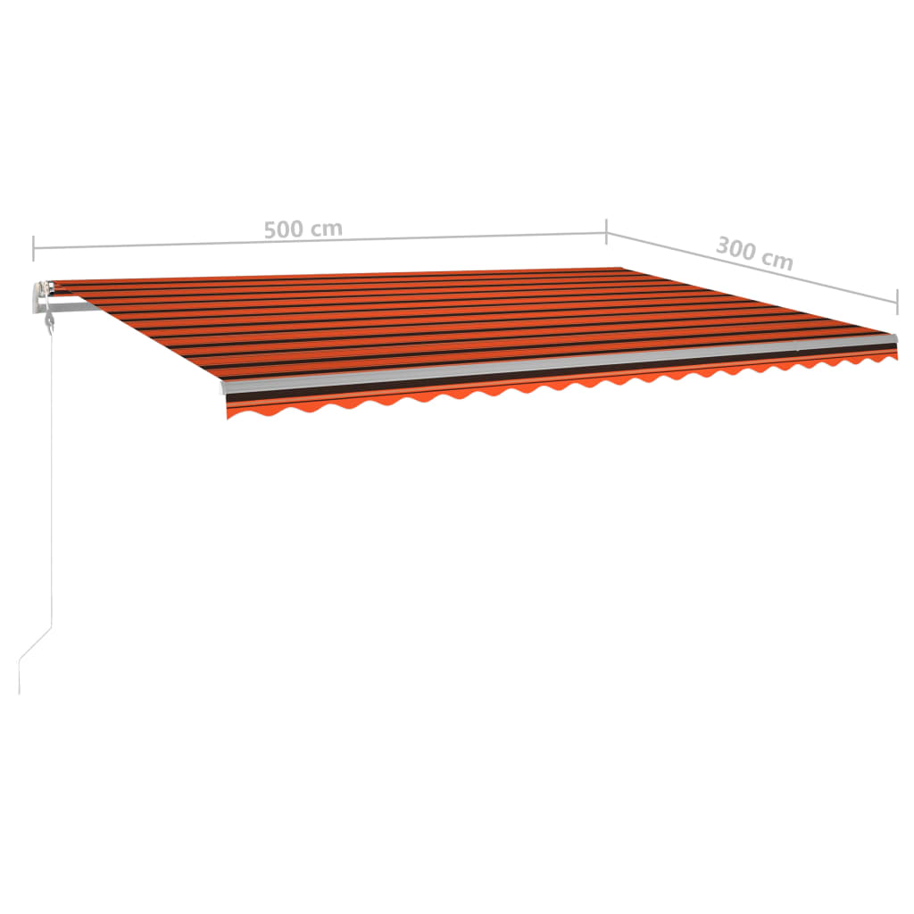 vidaXL Toldo manual retráctil con postes naranja y marrón 5x3 m