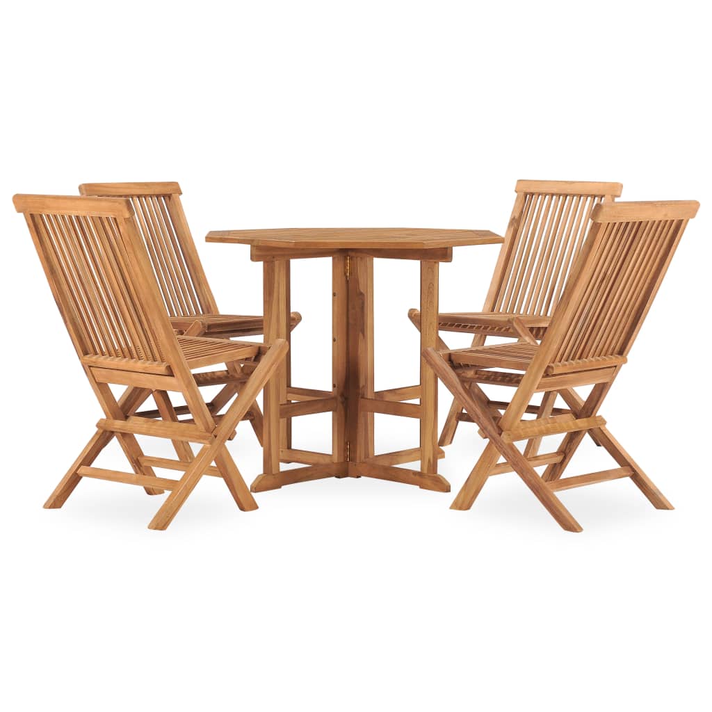 vidaXL Set de comedor de jardín plegable 5 pzas madera maciza de teca