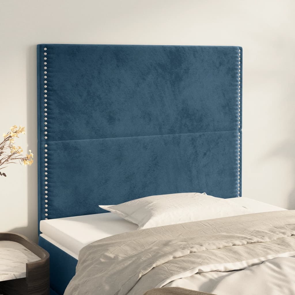 vidaXL Cabeceros 2 unidades de terciopelo azul oscuro 80x5x78/88 cm