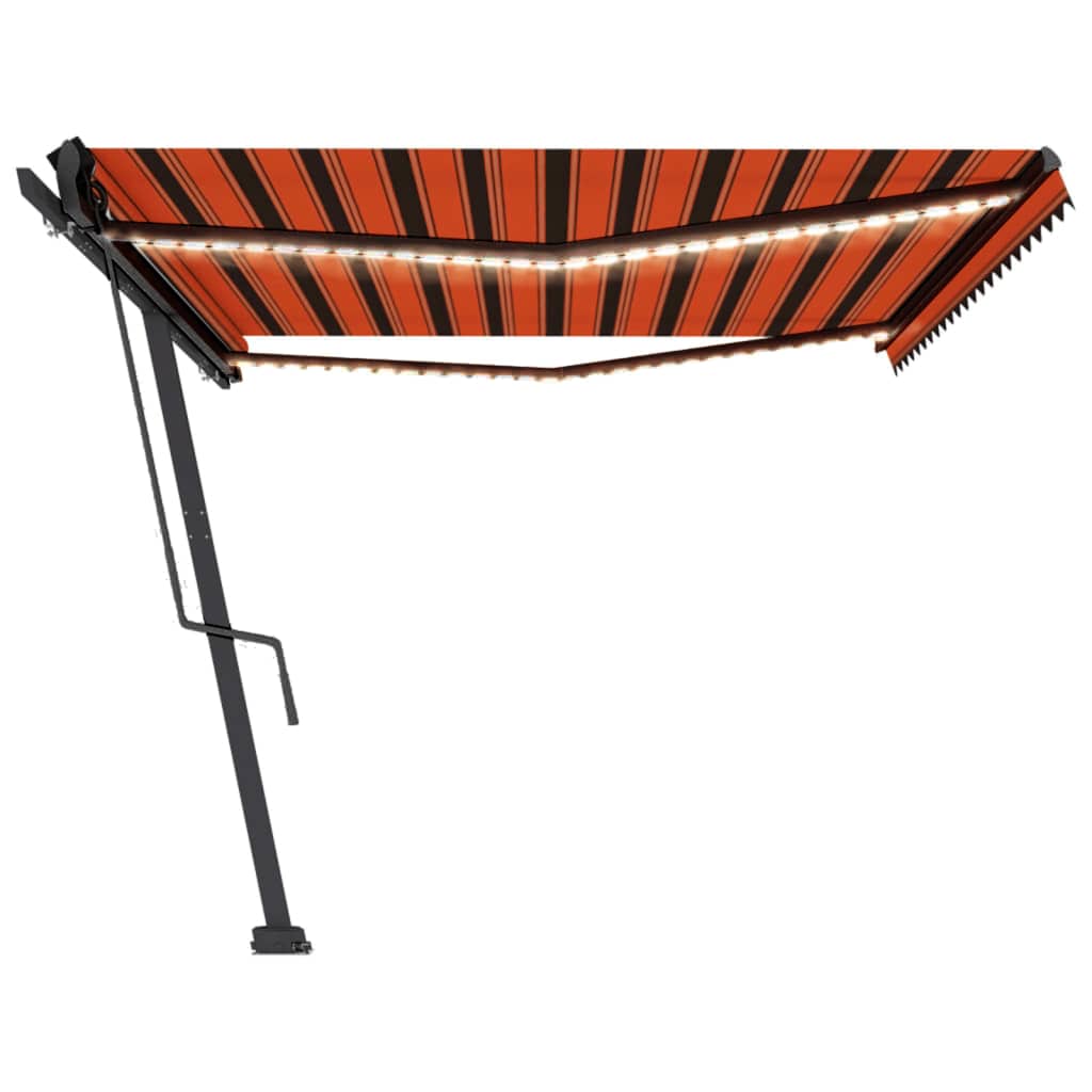 vidaXL Toldo automático LED sensor de viento naranja marrón 500x300 cm