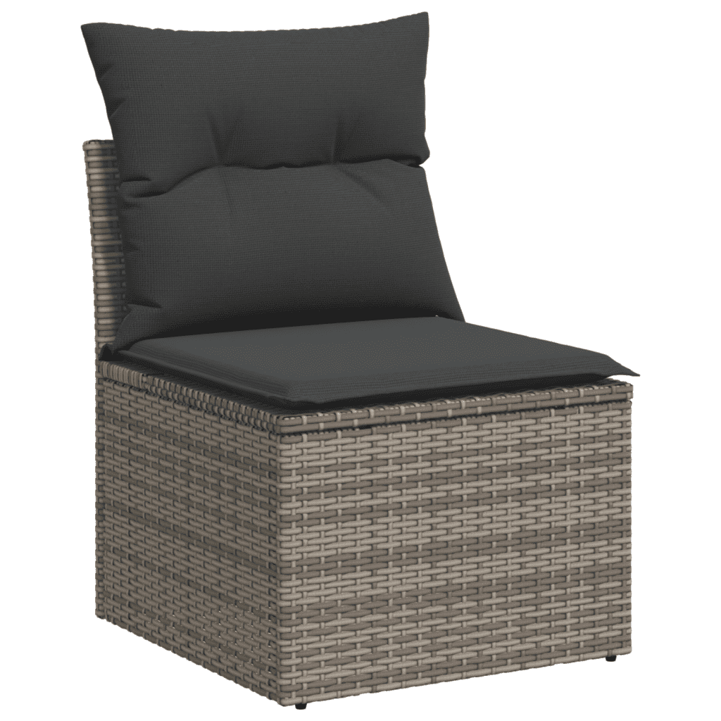 vidaXL Set de muebles de jardín 9 pzas y cojines ratán sintético gris