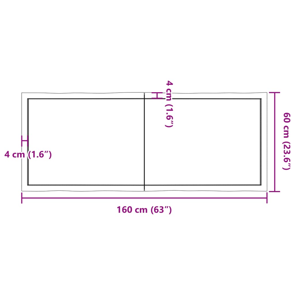 vidaXL Tablero de mesa madera maciza borde natural 160x60x(2-6) cm