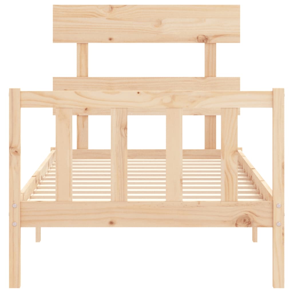 vidaXL Estructura de cama individual con cabecero madera maciza