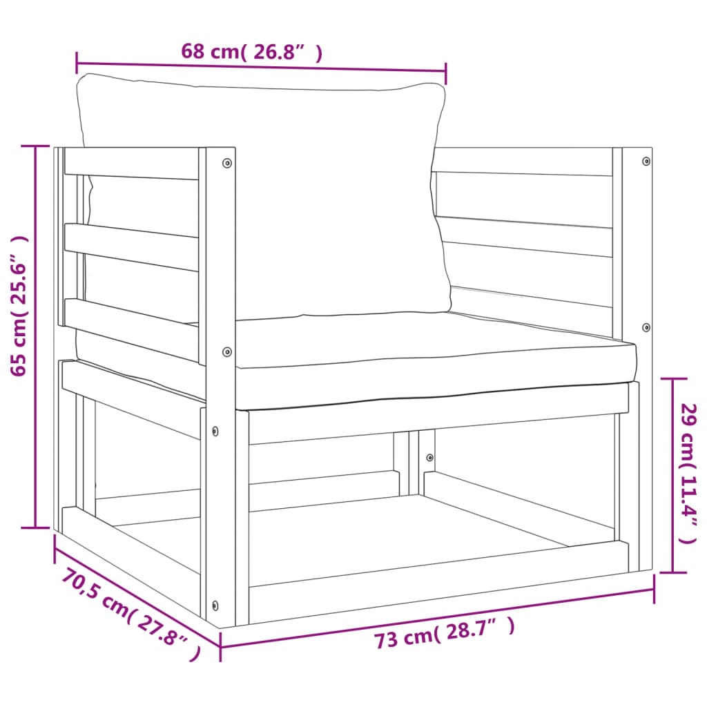 vidaXL Set muebles de jardín 6 pzas madera maciza y cojines gris claro