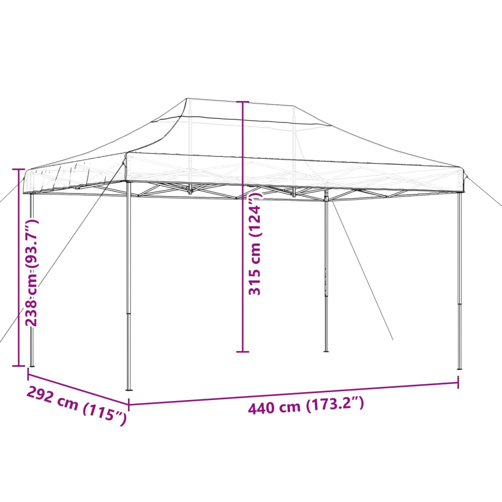 vidaXL Tienda de fiesta plegable Pop-Up marrón 440x292x315 cm