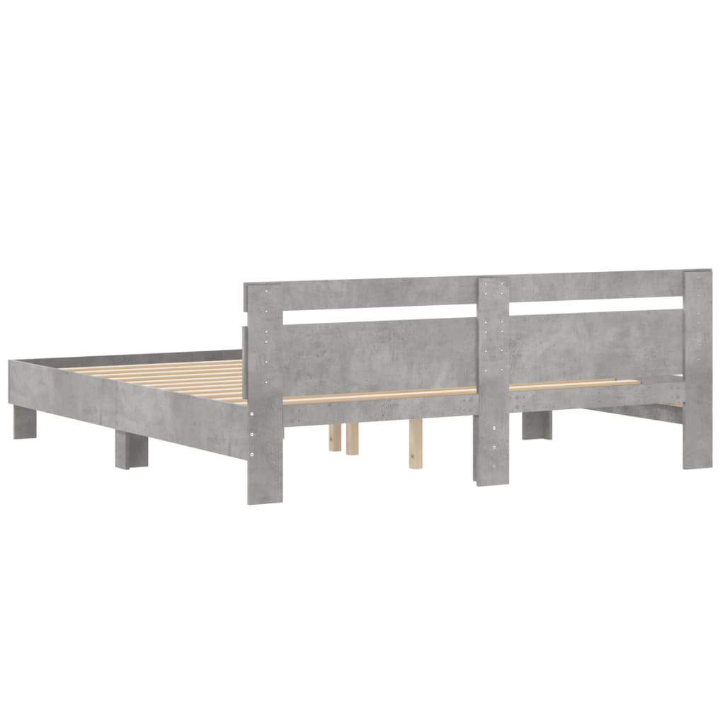 vidaXL Cama con cabecero madera de ingeniería gris hormigón 160x200 cm